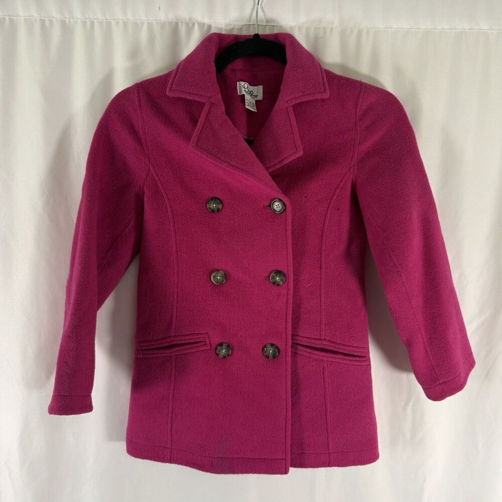 Vintage Lilly Pulitzer Wool Blend Pea Coat Girls 7 Pink Button Front Collared